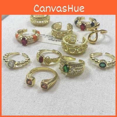 Модное открытое регулируемое кольцо из меди для женщин, украшенное разноцветными циркониевыми камнями