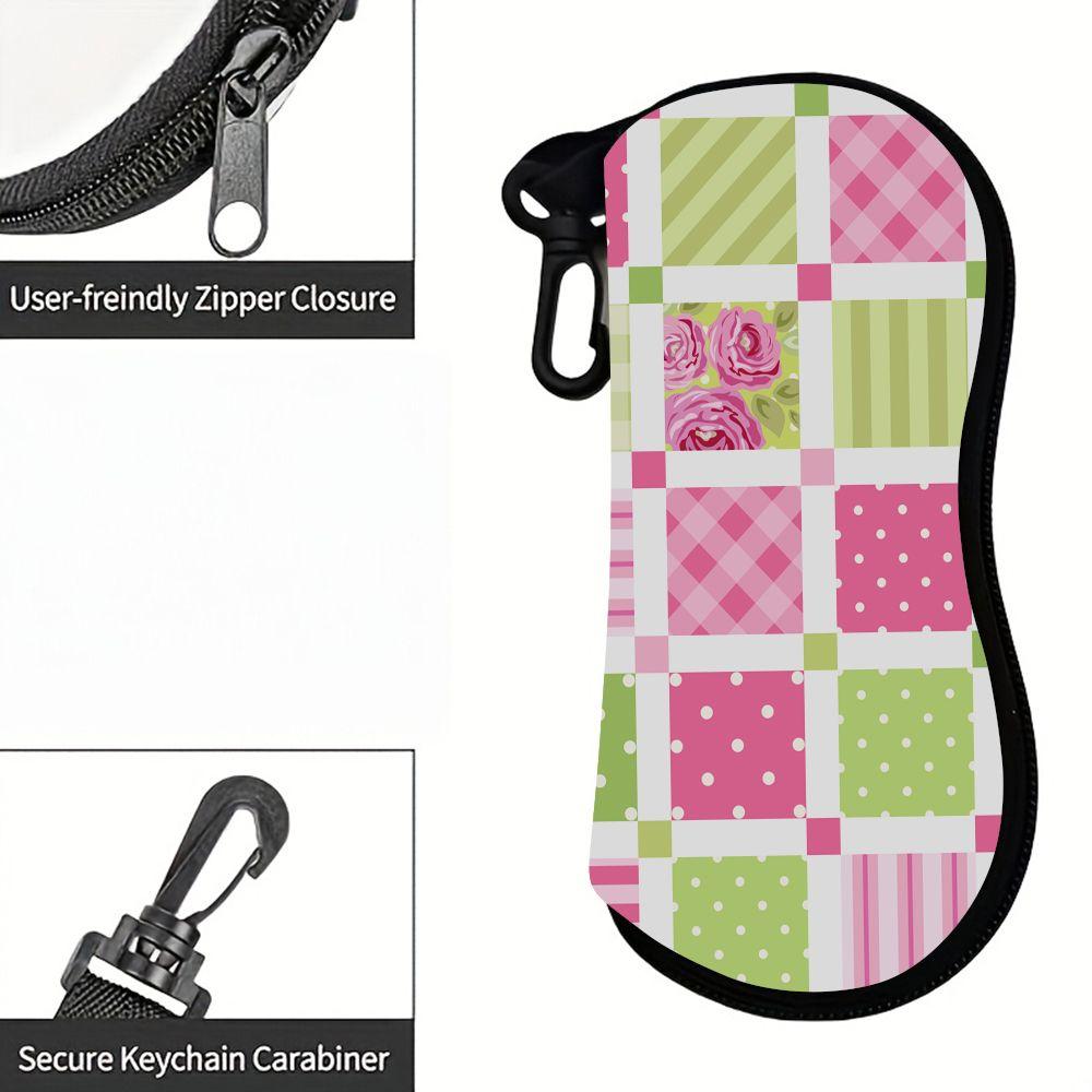 Vintage Floral Patchwork Print Soft Eyeglasses Sunglasses Case,Portable Anti Scratch Spectacle Pouch,Lightweight Protective Eyewear Bag for Travel