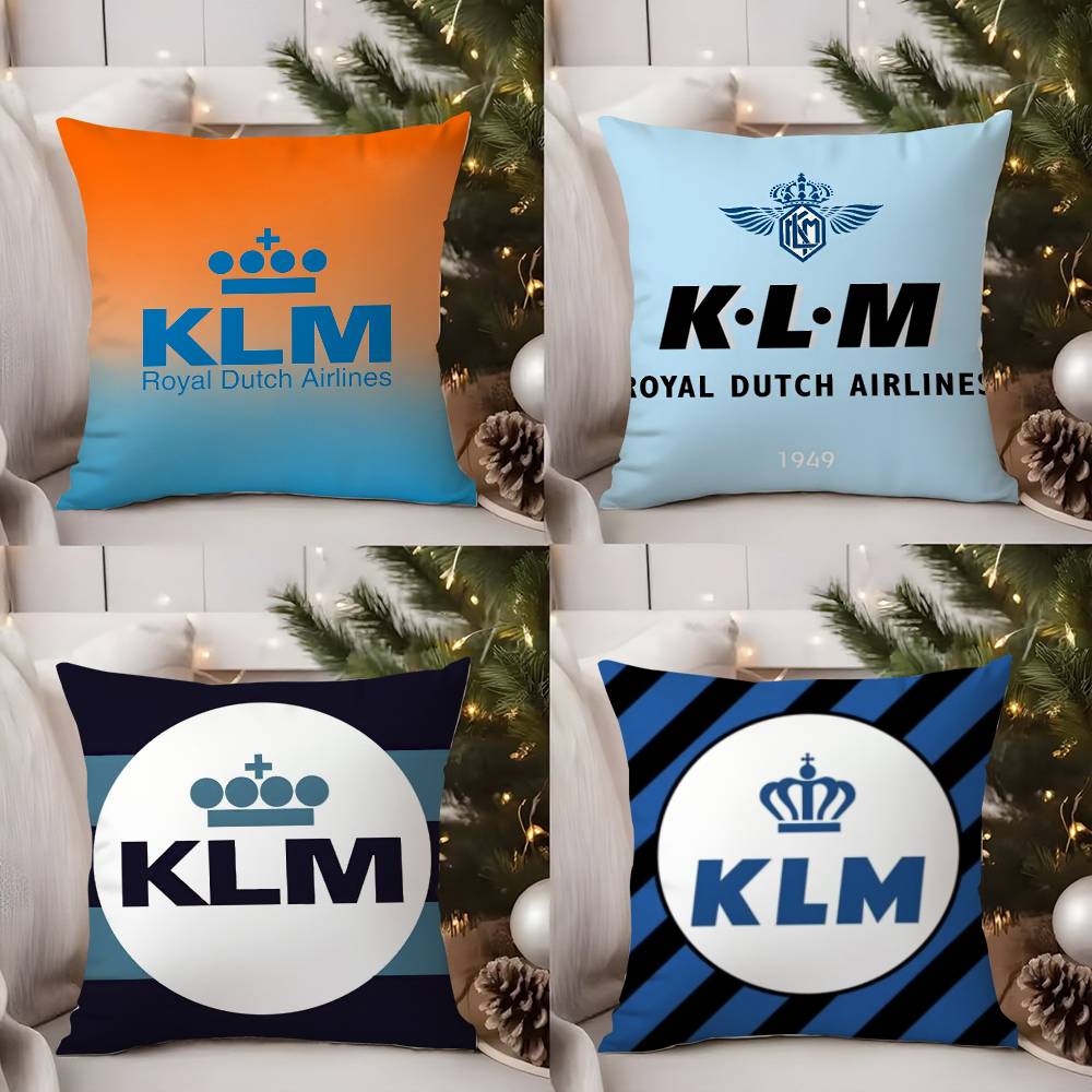 Нидерланды K-Klm R-Королевские голландские авиалинии Наволочка для дома, общежития, спинки стула Короткий плюш Двусторонняя печать Офисная наволочка для подушки
