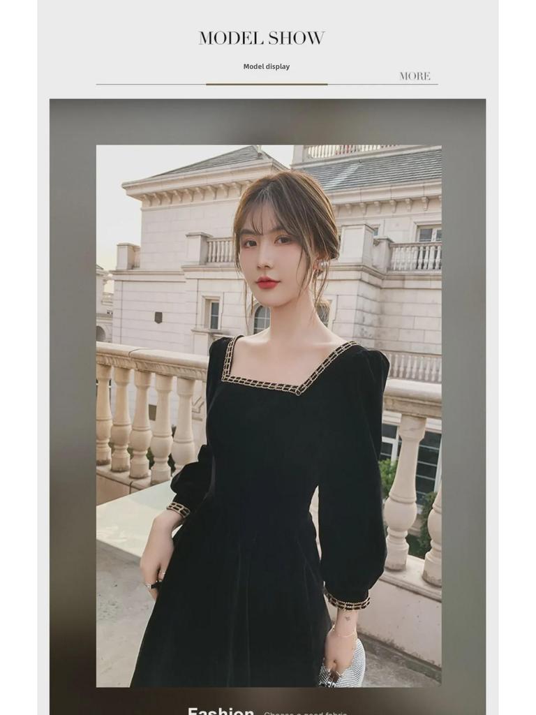 Черное роскошное французское вечернее платье 2022 года для женщин: Элегантный для встреч и повседневной носки