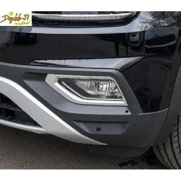 Chrome Front Fog Light Frame Cover Trim For Volkswagen Atlas Stainless 2018-