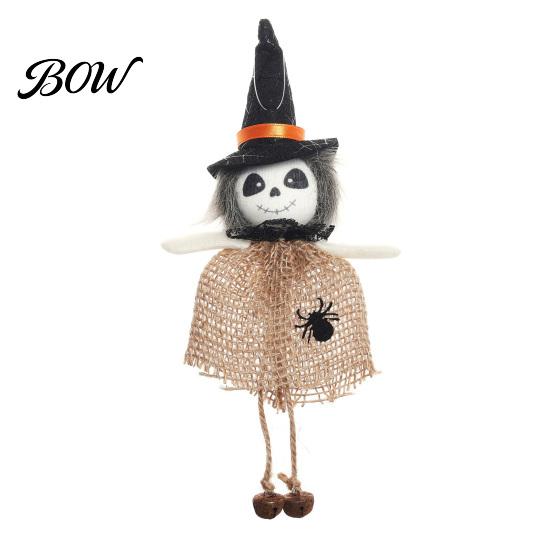 Halloween Holiday Decoration Hanging Decoration, Spooky Pumpkin/Ghost/Witch/Black Cat Doll Ornament with Decorative Witch Statue Burlap Skirt