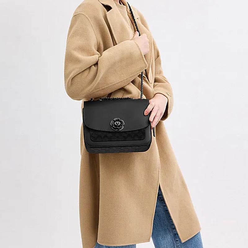 Coach Madison 24 Camellia Logo Turnlock Crossbody Bag Women crossbody bag Charcoal-Gray CW454-MWQV8