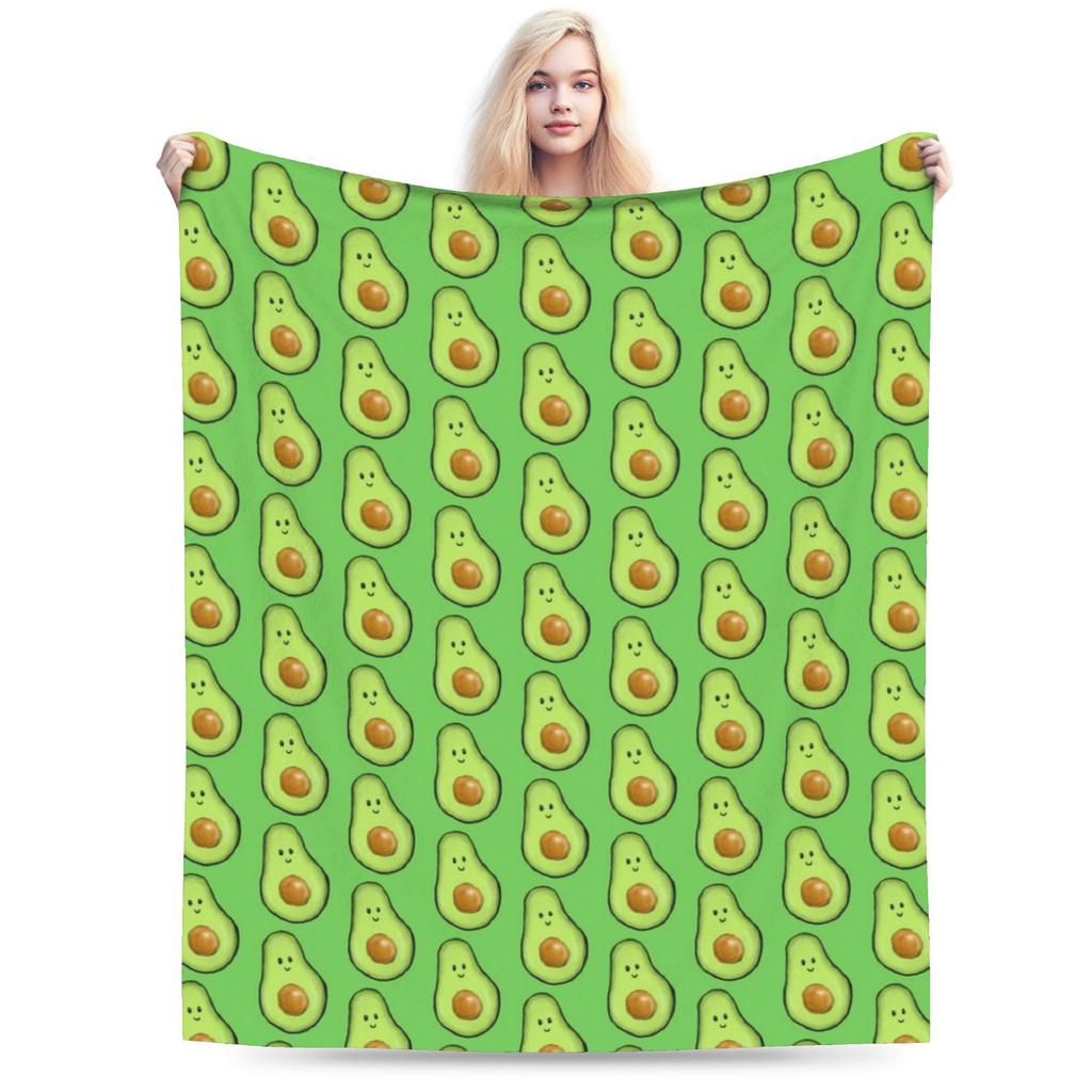 Avocado Fruit Pattern Blanket Fleece Spring/Autumn Multifunction Super Soft Throw Blankets for Home Office Bedspread
