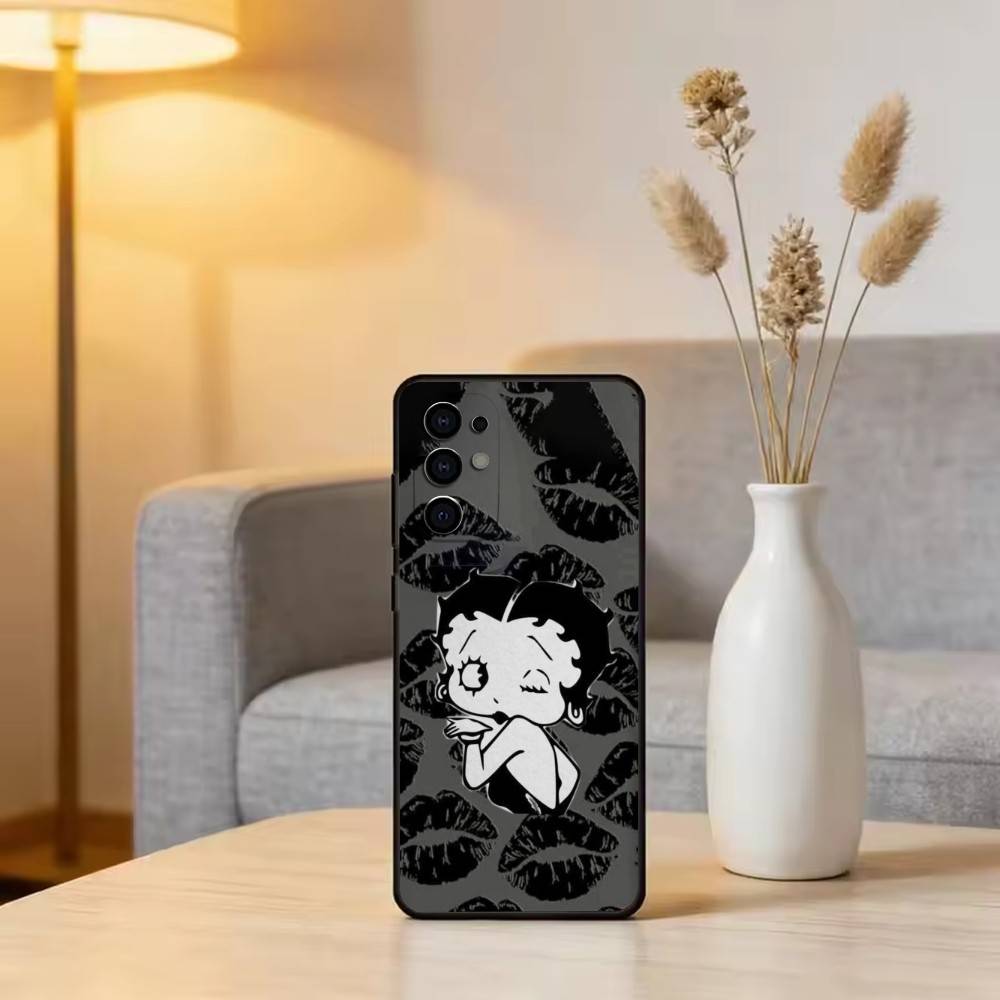 Be-Tty Boo-P Phone Case Black Silicone Soft For Samsung S25,S24,S21,S22,S23,S30,Ultra,S20,Plus,Fe,Lite