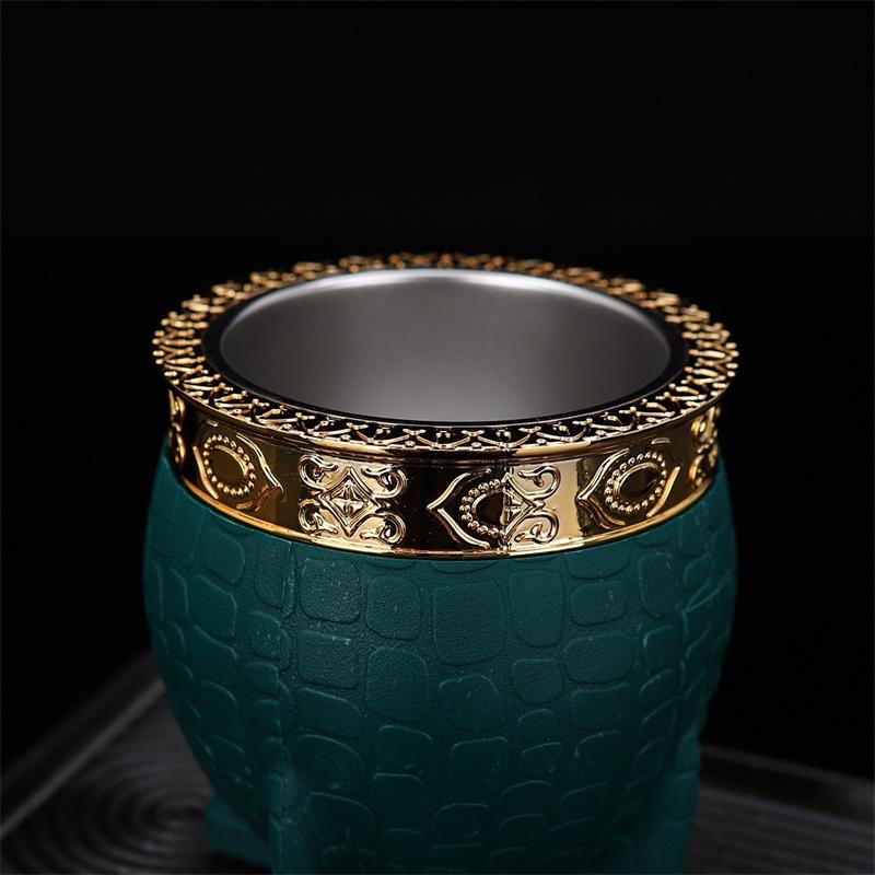 Набор для чая из матовой нержавеющей стали с двойными стенками, контейнер для кофе, кофейные чашки с плоским дном, текстурная чашка-яичная скорлупа, идеально подходит для чая