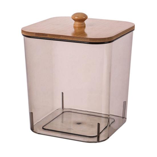 Контейнер для хранения шариков для стирки с бамбуковой крышкой, широкое отверстие, акриловый контейнер, органайзер для шариков стирального порошка, влагозащитный