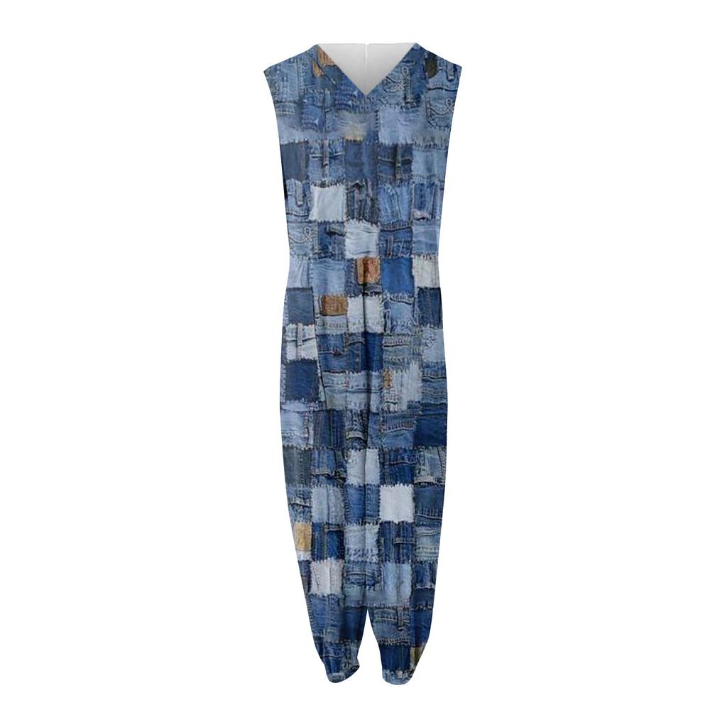 Женский повседневный комбинезон больших размеров без рукавов с градиентом тай-дай и карманами