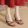 High-heeled Slippers Women's Summer New Thin Heel Outward Wear Toe Sandals and Slippers One-line Strap Beautiful Sandals