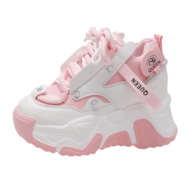 Мода Мода Новая Весна Женские Массивные Кроссовки Повседневная Обувь 10 СМ Клиновидные Каблуки Обувь на Платформе Chaussures Femme Спортивная Обувь Папины Кроссовки Осень