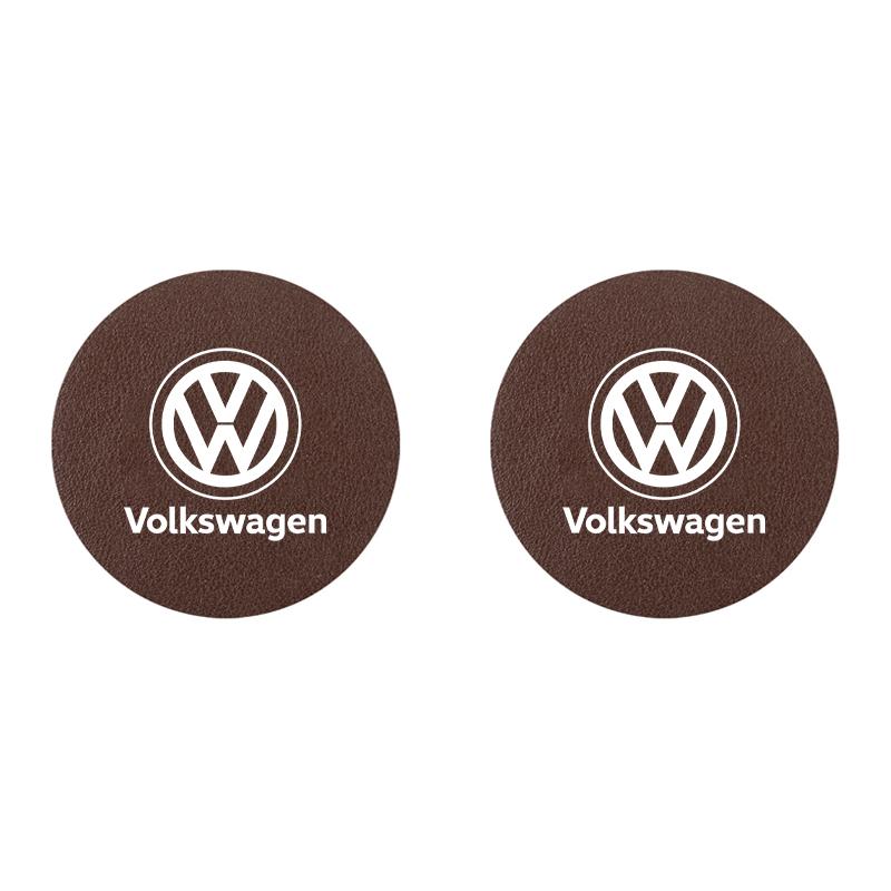 2pcs Car Cup Holder Insert Pad Emblem Coaster Anti-Slip Mat For VW Golf Tiguan T-Roc Polo Passat ID.4 T-Cross ID.3 Taigo ID.7 zj6