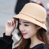 Autumn Winter French Bow Bucket Hat Women Sweet Felt Hat With Folded Shape