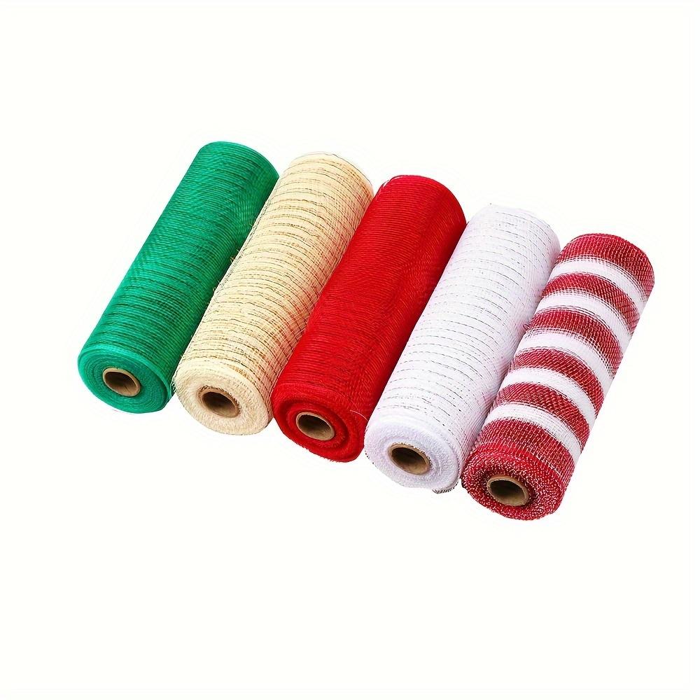 5pcs Deco Mesh 10 Inch X 30 Feet Decor Mesh Ribbon with Metallic Foil Deco Mesh Wreath Supplies Ribbon Mesh Roll