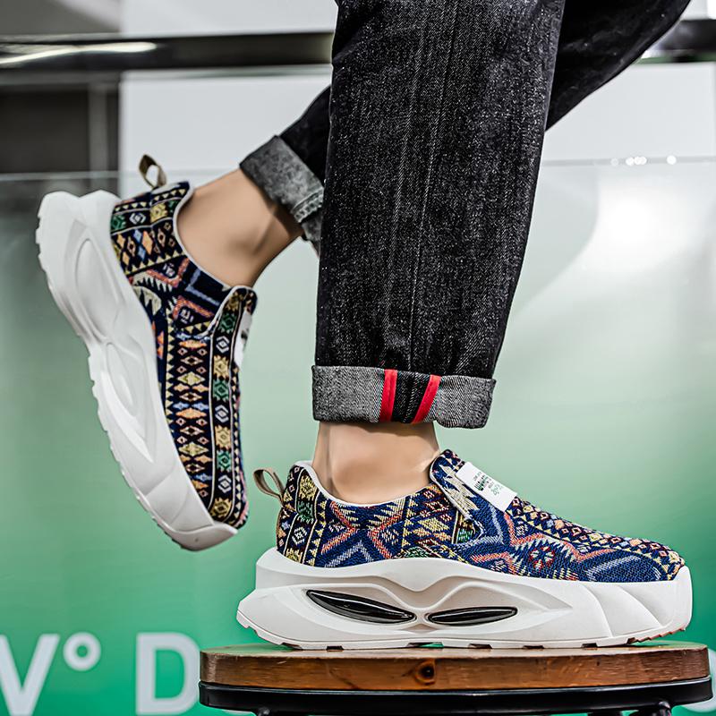 Мужская спортивная обувь, повседневные уличные кроссовки на платформе, студенческие, большие размеры, с принтом, для скейтбординга, увеличивающие рост