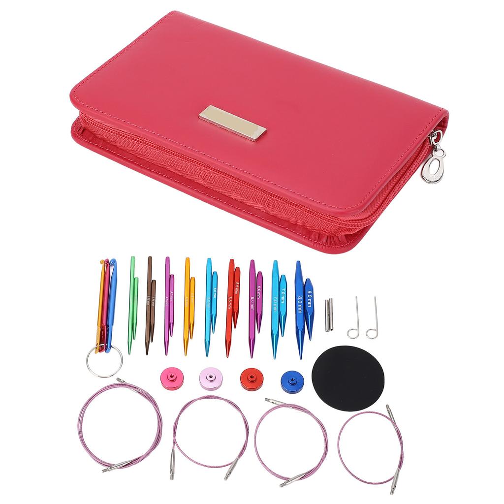 Cube Knitting Needle Set Detachable Aluminum Square Sleeve Needles with Buttons Cables Crochet
