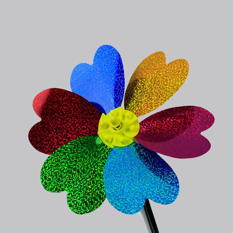 1 шт. Красочный пайеточный вертушка Пластиковый декор в форме сердца Ветряная мельница Декор для улицы Сад Газон Праздничный Яркие цвета Вращающаяся Веселая Сцена