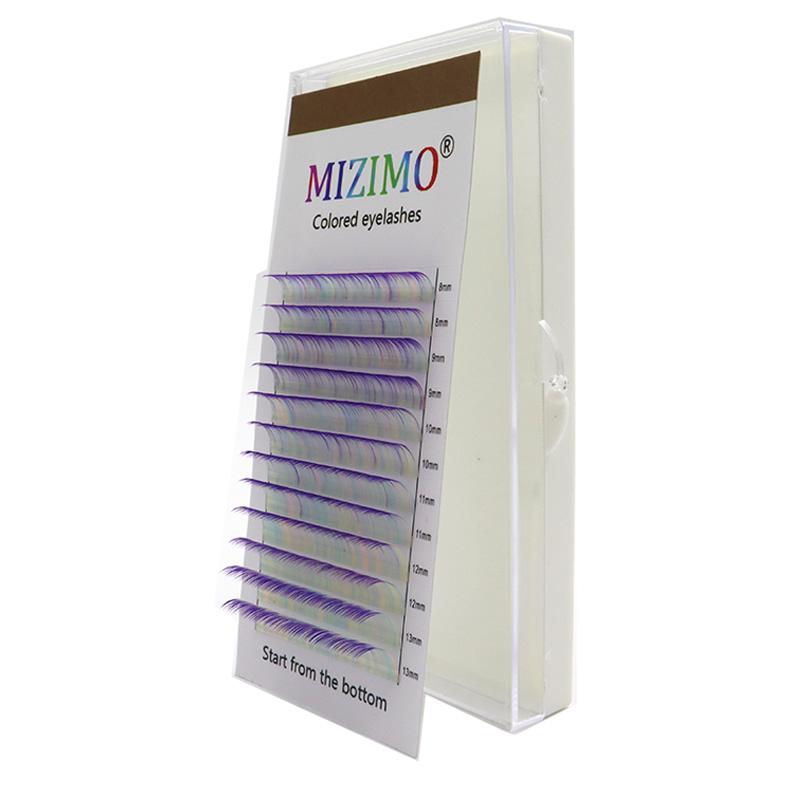 Цвет, прививка, накладные ресницы, смешанный фиолетовый, 0,07 мм, C/D, разная длина, макияж, наращивание.