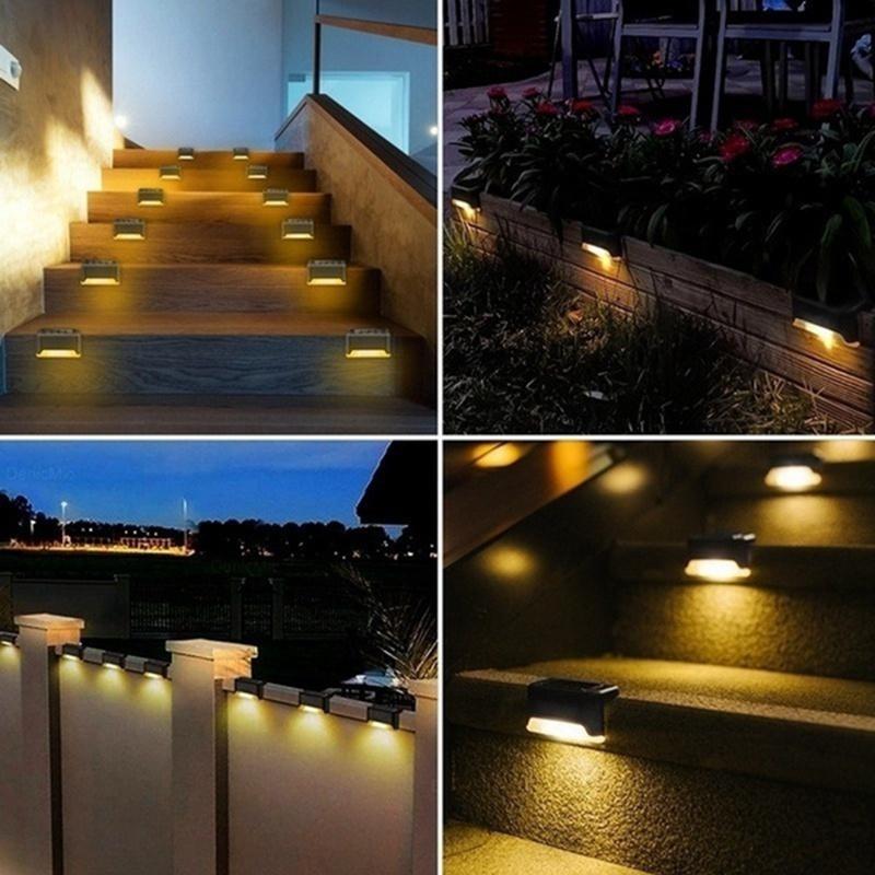 2/4/8/12Pack Солнечные палубные фонари Открытый светодиодный ступенчатый солнечный свет для сада Пейзаж Балкон Забор Путь Шаг Двор