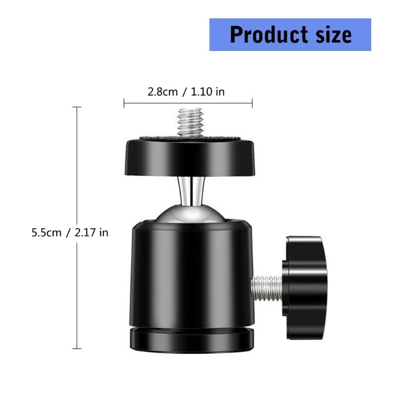 All Metal Construction 360°Swivel Tripod Round Head with 1/4 Screw Thread For Professional And Amateur Photographers