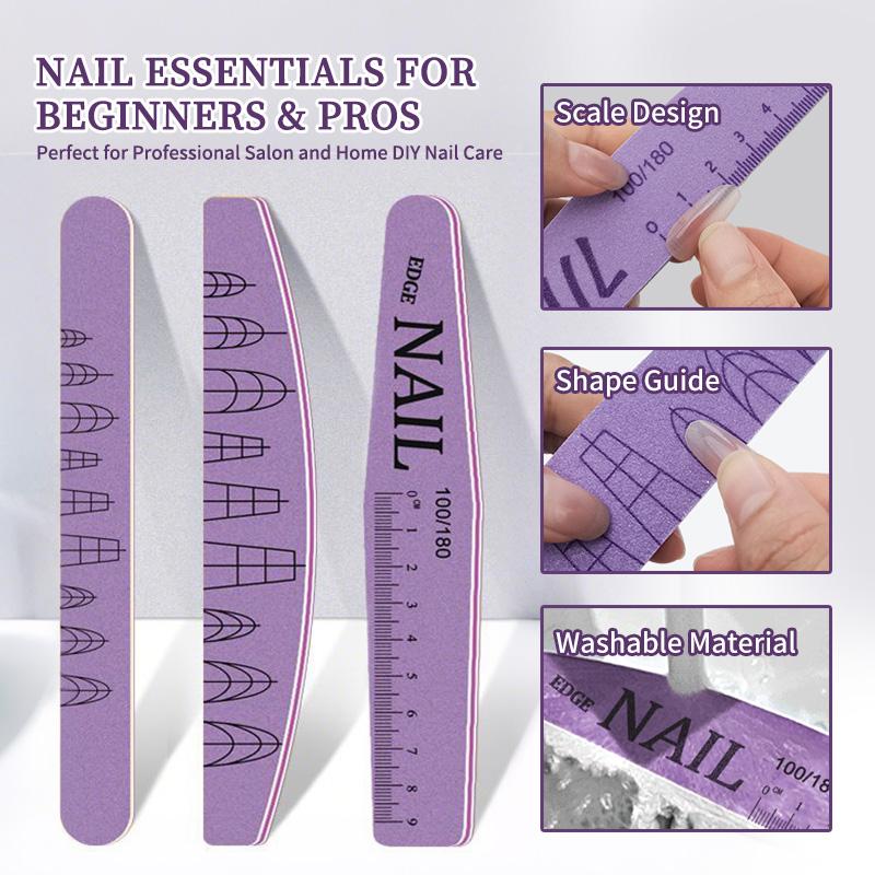 1PC Nail File With Scale Nail Art Double-sided 100/180 Grit Nail File Grinding Sanding Buffer Buffing Manicure Tool