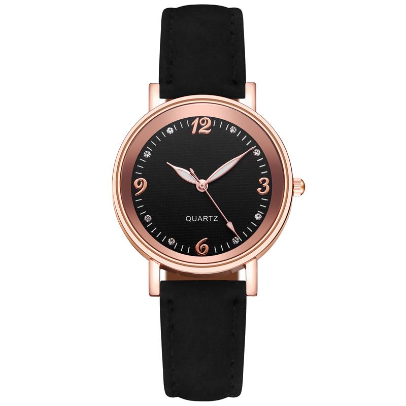 Arabic Dial Watch Women's Casual Leather Band Analog Quartz Watches