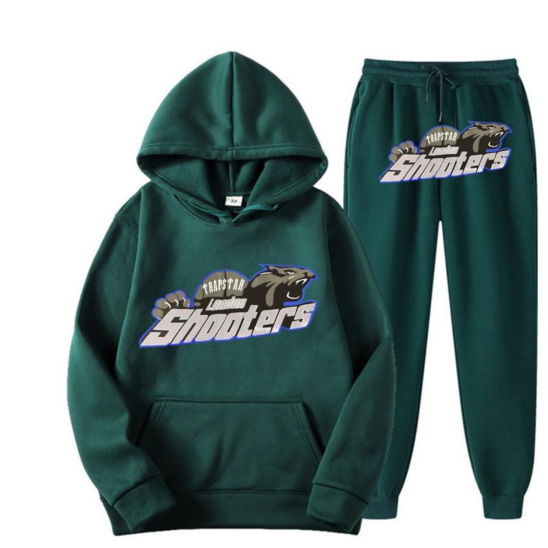 Men Women Streetwear Hooded Tracksuit Set Red Black Tiger Print Sweatshirt Pants Casual Outfit