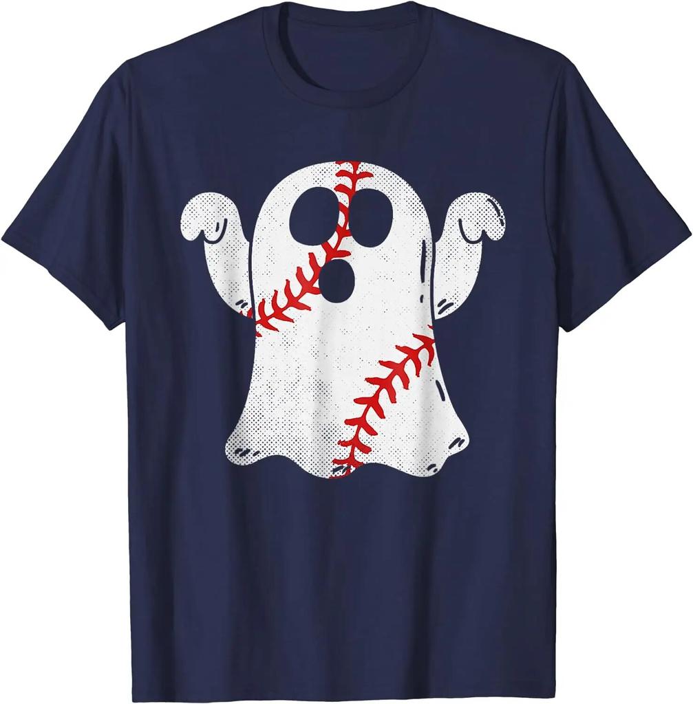 Бейсбольный дизайн, костюм на Хэллоуин, футболка с изображением призрака для любителей бейсбола для женщин унисекс, короткие повседневные хлопковые повседневные футболки для четырех сезонов