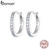 BAMOER, классические круглые серьги-кольца из стерлингового серебра 925 пробы с розовым опалом и пряжками для женщин и девочек, оригинальный дизайн, изящные ювелирные изделия