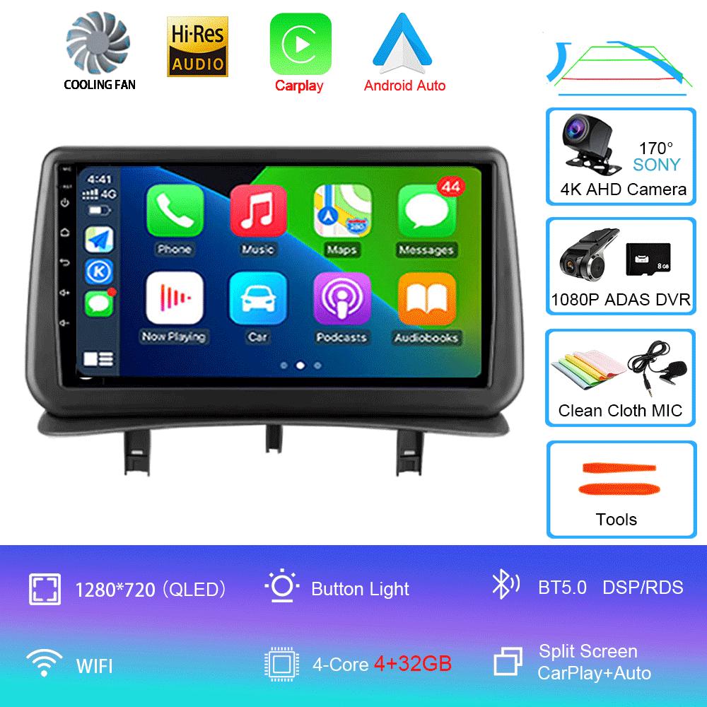 Видеоплеер Android14 Carplay для Renault Clio 3 Clio3 2005 2006 2007 2008 2009 - 2014 Мультимедийное автомобильное радио WIFI+4G DSP Stereo