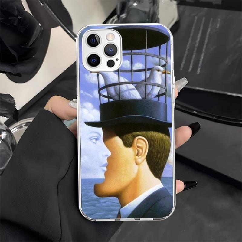Чехол для телефона с рисунком Рене Магритта для iPhone 11 12 13 Mini 14 15 Plus 16 Pro Max 17 Air 16E 7 8 SE 17ProMax Мягкий чехол Fundas 11 12 1