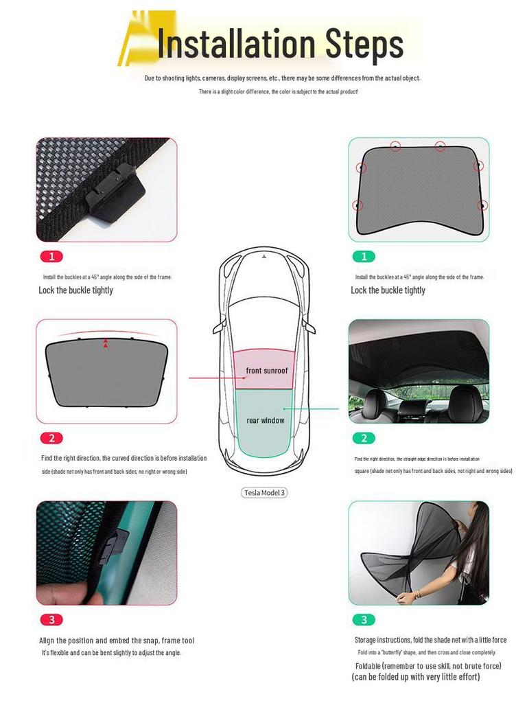 Tesla Model 3 Sunroof Sunshade: Light-Blocking, Heat-Insulating Screen