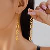 Золотистый цвет 2026 Серьга-подвеска Минималистичная подвеска для уха Мода Новый год Номер Серьга Подарок