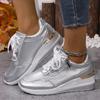 Fashion Plus Size Fashion Wedge Sneakers for Women 2025 Autumn Comfort Casual Sports Shoes Woman Gold Silver Thick Sole Running Sneakers