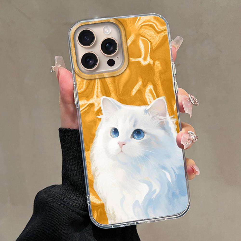 Милый мультяшный чехол для телефона с уткой и кошкой для Apple iphone 16 15 14 Plus 13 Pro Max 7 16e SE 2022 Текстурированный жесткий силиконовый чехол