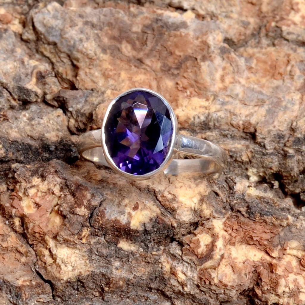 Кольцо Amethsyt из стерлингового серебра 925 пробы, женское кольцо ручной работы в стиле бохо с овальным драгоценным камнем