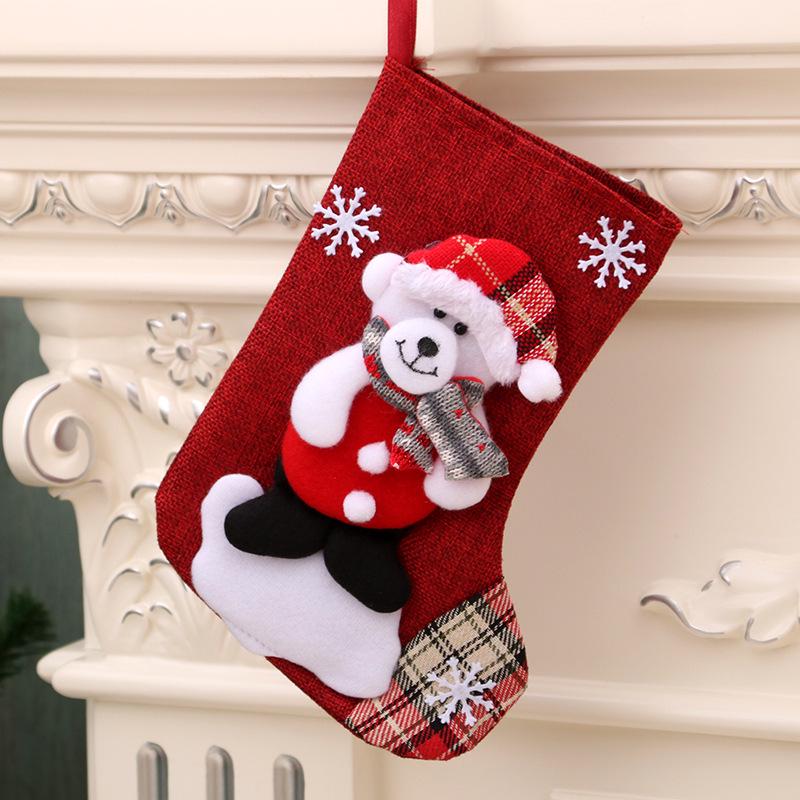 New Christmas Stocking Socks Gift Candy Bag Snowman Santa Elk Pattern Xmas Tree Hanging Ornament Party Home Fireplace Decoration