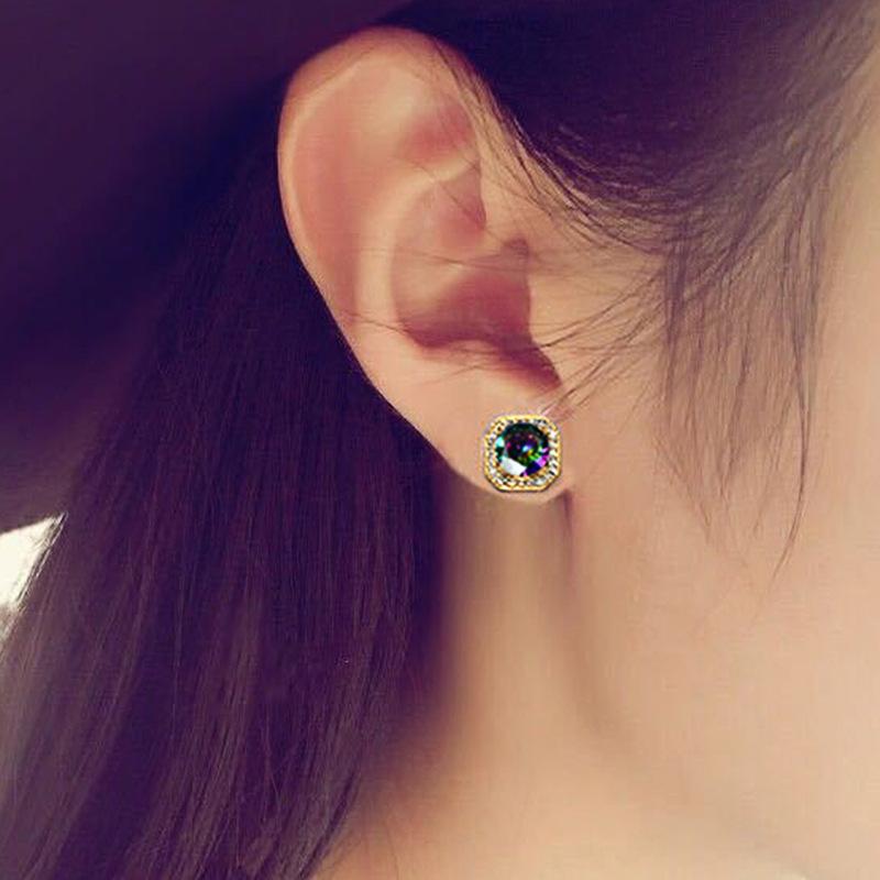 Геометрические серьги для женщин, серьги с разноцветным цирконом, для повседневного ношения с блестящими украшениями.