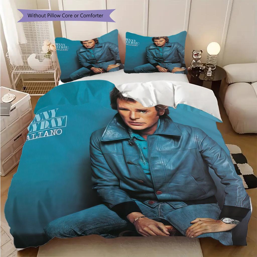 Musician and actor Johnny Hallyday bedding, duvet cover, pillowcase, home decoration, birthday gift (1 * duvet cover+2 * pillowcase, coreless)