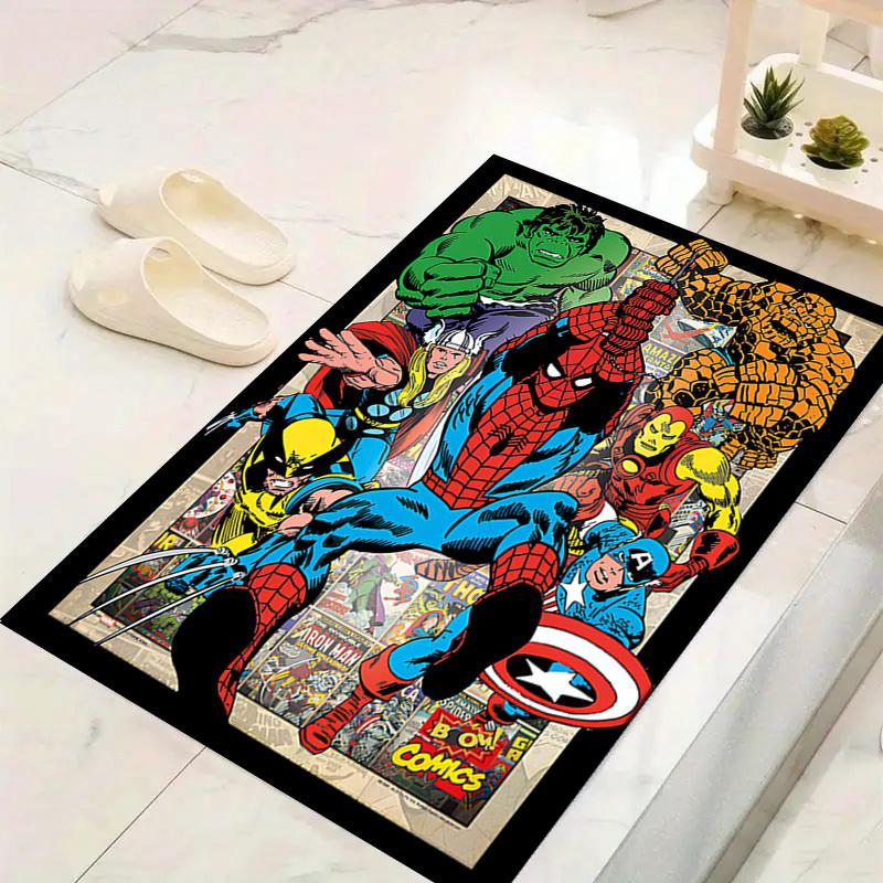 1 шт. Коврик для пола Marvel Мстители Супергерои, Нескользящий коврик, Дизайн с персонажами мультфильмов, Мягкий велюр, Декор для комнаты, Моющийся