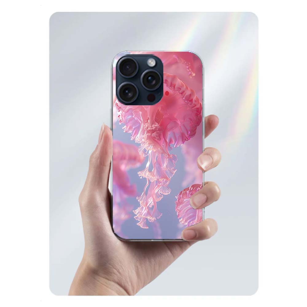 Enchanting Neon Jellyfish Clear Phone Case For Iphone 17 Air 16 Pro Max 15 Pro 14 Plus 17E 16E 11 13 12 Mini Cover Cases Fundas