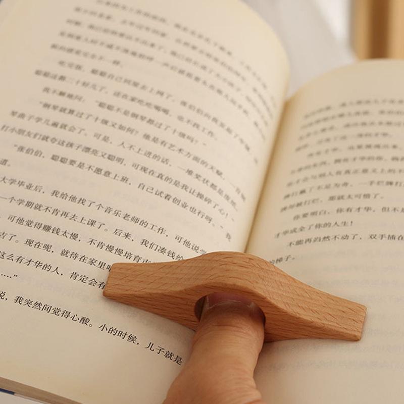 Thumb Page Book Holder Reading Accessory Solid Wooden Thumb Bookmark One Hand Reading Thumb Book Support Reading Aids Tools