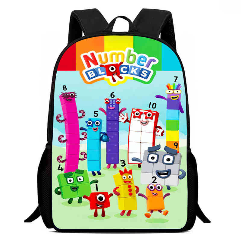Цифровые Строительные Блоки Numberblocks Школьная Сумка Высокое Разрешение Многофункциональный Оксфордский Легкий Рюкзак
