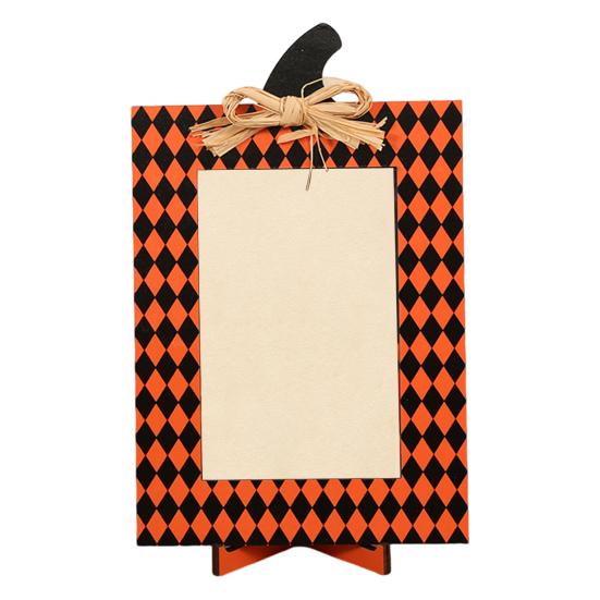 Хэллоуин деревянные фоторамки тыква клетчатый держатель для фотографий настольное украшение для дома ферма гостиная внутренний декор для вечеринки