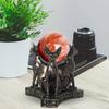 Faux Crystal Ball Display Stand Black Cat Animal Hand Holder Resin Statue Sculpture