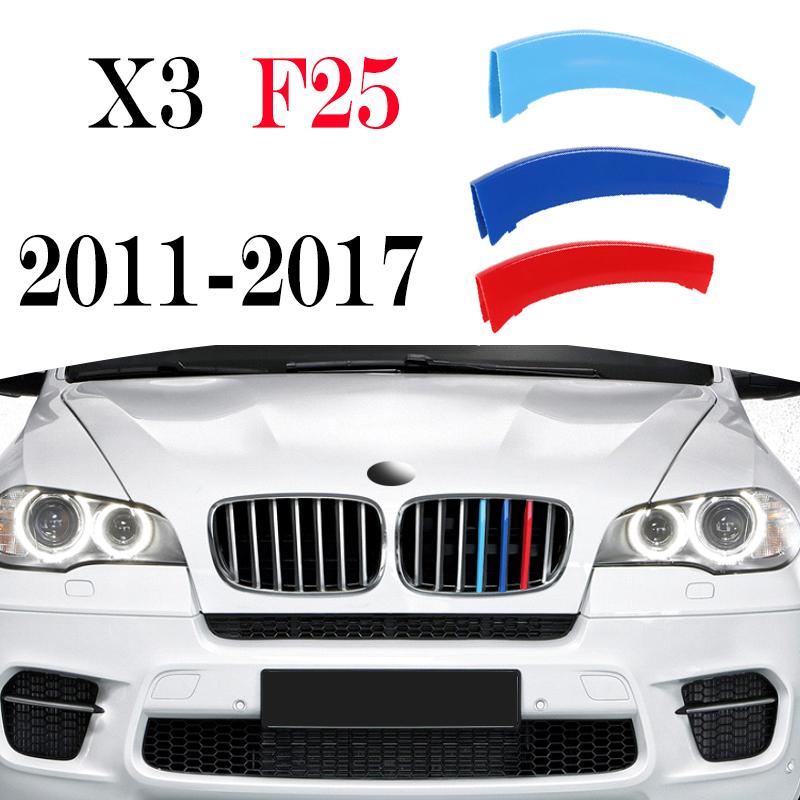 3Pcs Front Grille Trim Strips For BMW Series 1 2 3 4 5 6 7 8 X1 X2 X3 X4 X5 X6 X7 Z4 E46 E90 F30 E60 E81 F20 F45 F36 F10 F48 F25 FZ7