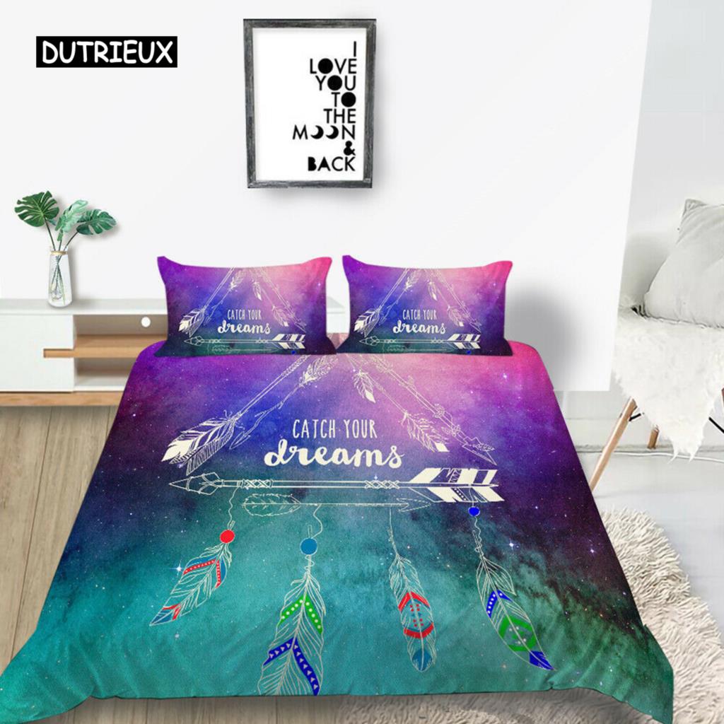 Комплект постельного белья Psychedelic Bohemian Dreamcatcher Single King Queen Size Пододеяльник с