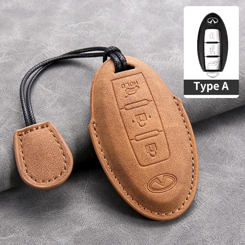 Leather Car Key Cover Case for Infiniti Q50L QX50 QX60 QX55 Q70 Q70L Q30 QX30 QX70 ESQ XQ80 XQ60 Q60S Car Key Rope Keyring