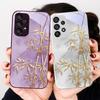 Золотой бамбук черный Для Samsung Galaxy S23 U Ltra 24 Plus S20 21 FE S25 Ultra A70 A72 73 51 52 53 Закаленное стекло Чехол для телефона