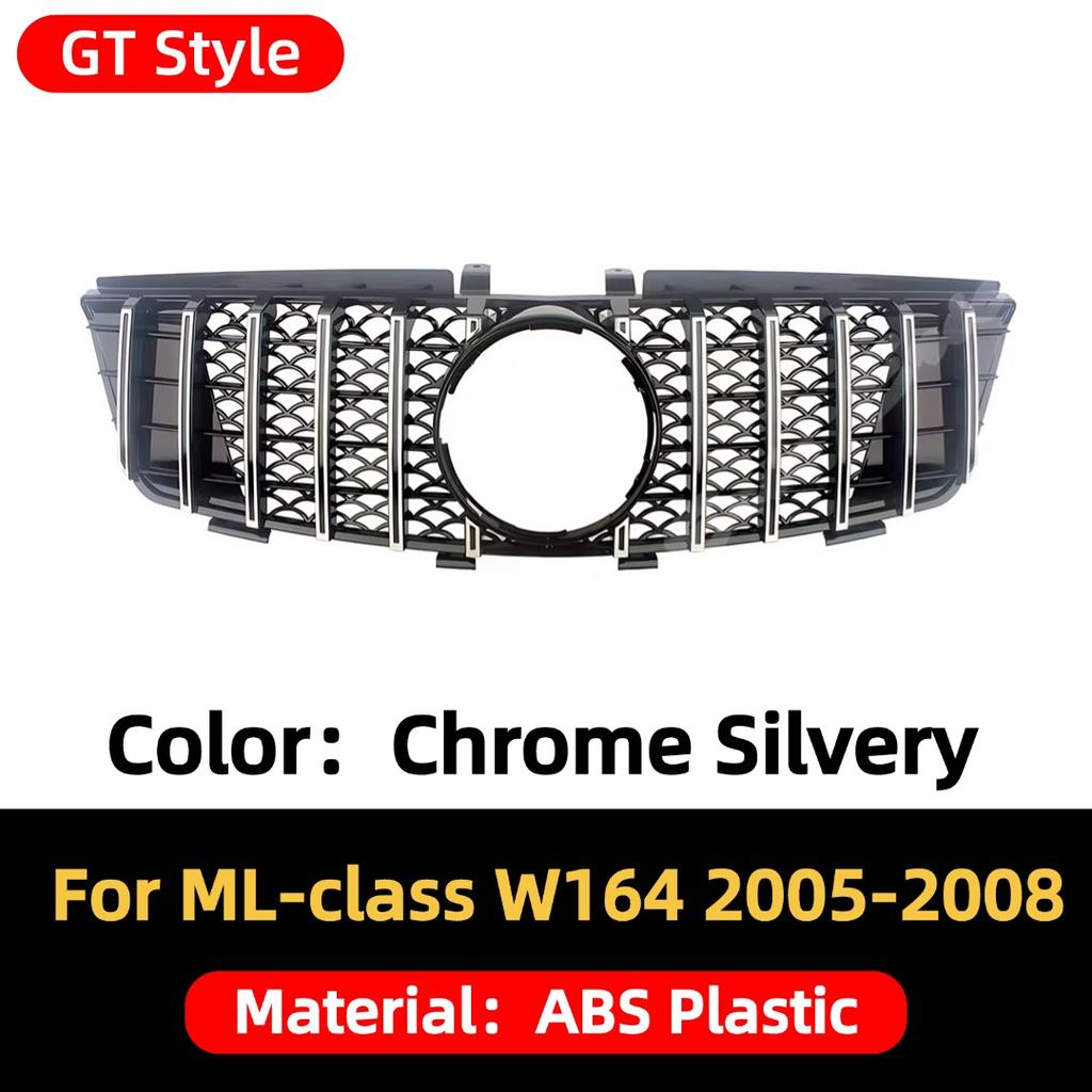 Front Mask Grille Bumper Grill Hood Mesh Modification For Mercedes Benz ML W164 2005-2011 GT Diamond Style Tuning Accessories