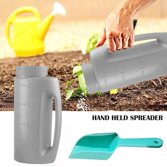 Ручной разбрасыватель соли 2 л Разбрасыватель удобрений с регулируемыми режимами открытия Ручной разбрасыватель с совком